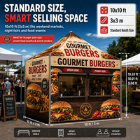 Tente alimentaire pliable professionnelle personnalisée pour l'extérieur, avec structure en aluminium, facile à monter, résistante au soleil, pour hamburgers et snacks, idéale pour les foires de rue