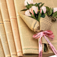 Kertas Pembungkus Kraft Koran Inggris Vintage Grosir untuk Buket Bunga, Kemasan Tahan Air, Cetak Kustom, Hadiah Florist