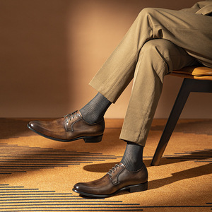 Chaussures habillées de luxe pour hommes en cuir de vachette pleine fleur de qualité supérieure, confortables et respirantes, collection 2026 - Product Image 3
