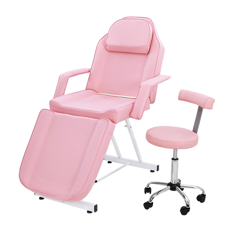 Tabouret rose avec dossier