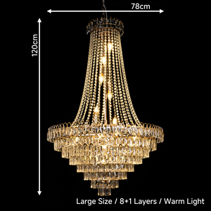 Bán buôn hiện đại màu đen vàng sang trọng pha lê AC điện đèn chùm khách sạn tiệc cưới cao LED trần ánh sáng mặt dây chuyền - Product Image 2