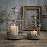 Porte-bougie décoratif en métal vieilli style cage à oiseaux, support orné en fer pour bougies chauffe-plat, idéal pour la décoration de la maison, du jardin et de la table