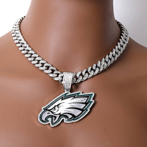 <span class=keywords><strong>Collier</strong></span> Pendentif Personnalisé Logo Équipe de Football Américain Philadelphia Eagles Bijou Fantaisie Fine pour Amis Hiphop ou Fans de Sport - Product Image 5