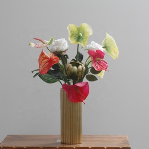 M152 لوازم ديكورات زفاف للمنزل Kwiaty Sztuczne الزهور محاكاة أوراق زهرة ريال اللمس مصنع <span class=keywords><strong>Anthurium</strong></span> الحرير الاصطناعي <span class=keywords><strong>Anthurium</strong></span> - Product Image 2