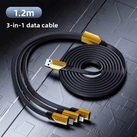Kabel Data Pengisian Daya Super Cepat Tiga-dalam-Satu 240W Bahan TPE Terlindung Anyaman untuk Android