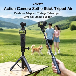 Trépied Selfie 2-en-1 pour <span class=keywords><strong>Cam</strong></span>éra d'<span class=keywords><strong>Action</strong></span>, en Aluminium, 126g, 17.5-50cm, 5 Sections, Adaptateur à Rabat Rapide, Antidérapant pour GoPro DJI Insta360 - Fournisseur - Product Image 1