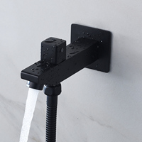 Panneau de douche LED noir mat avec système de douche pluie et cascade, jets latéraux et mitigeur thermostatique avec inverseur