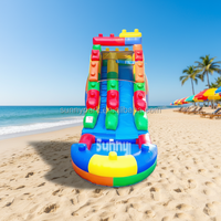 Château gonflable personnalisé de 15 pieds, 20 pieds, 30 pieds, grand toboggan aquatique gonflable géant d'extérieur pas cher avec piscine pour adultes et enfants