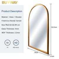 Miroir de salle de bain arqué de luxe avec cadre en bois de Zelkova massif, laque transparente écologique, miroir de vanité pour la décoration moderne des salles de maquillage