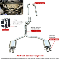Embouts d'échappement ovales en alliage de titane à quatre pointes, kit de diffuseur arrière, finition polie miroir, épaisseur 1,5 mm pour échappement arrière Audi A7 C7