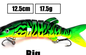 <span class=keywords><strong>2023</strong></span> nouveau brochet à neuf sections 125mm/17g 3D yeux leurre ABS plastique solide en acier inoxydable Fishhoo articulé nageur - Product Image 5