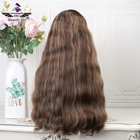 Perruques en dentelle HD de qualité 12A, cheveux humains vierges non traités, densité légère, vague naturelle, brun balayage, Alibaba