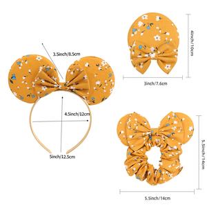 Wholesale Handmade Cute Floral Printed Hairband Cartoon Mouse Ears Hair Clips Headbands for <b>Kids</b> Girls - Product Image 5