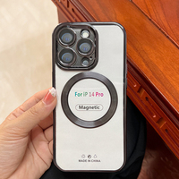 Coque de protection antichoc en TPU pour appareil photo 15 Pro Max avec motif CD magnétique galvanoplastie