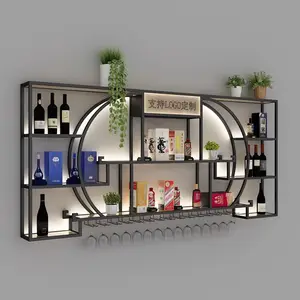 Rak Display logam Led dinding untuk dekorasi Bar restoran kustom kreatif