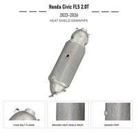 Downpipe à ajustement direct avec bouclier thermique pour Honda Civic Type R FL5 2.0T 2023 à 2026, avec enveloppe tressée et boîtier à bride à quatre boulons