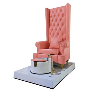<span class=keywords><strong>Fauteuil</strong></span> de pédicure rose de luxe avec bassin pour les pieds et robinet doré, style trône, <span class=keywords><strong>fauteuil</strong></span> à dossier haut avec coussin pour salon de manucure et spa - Product Image 1