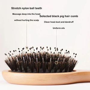 Brosse à cheveux de haute qualité avec poche de voyage, mini brosse à poils de sanglier, démêlage, massage, petite pagaie en bambou pour hommes, femmes et enfants - Product Image 5