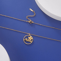 Collier pendentif fleur « Maman » en acier inoxydable, chaîne à maillons, cadeau idéal pour la fête des mères, best-seller