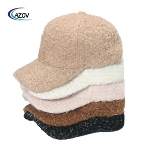 Cappello invernale da donna viso piccolo camionista CapCasual tutto in tinta unita berretto a punta in maglia di peluche alla moda <span class=keywords><strong>Br</strong></span> - Product Image 2