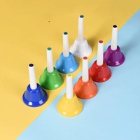Instrument de percussion pour enfant en gros, clochettes à main en plastique colorées arc-en-ciel à 8 notes, instrument de musique