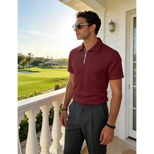 Polo Personalizado para Hombre con Cierre, Manga Corta, Tejido Transpirable, Color Sólido, Estilo Casual para Golf - Product Image 2