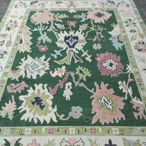 Oushak พรมทอมือพรมปูพื้นแนววินเทจขนาดใหญ่ปรับแต่งได้ลายแอบสแตรกต์สีสันสดใสสำหรับห้องนั่งเล่นประตูรถเด็ก - Product Image 1