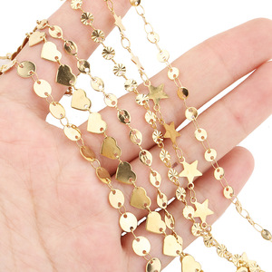 Colliers tendance en chaîne, étoile dorée, cœur, forme géométrique, chaîne unisexe, bijoux cadeau - Product Image 4