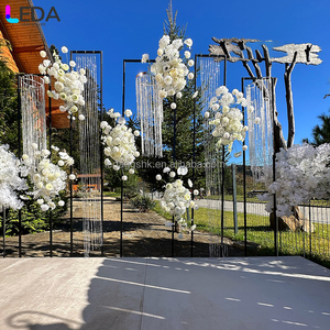 LEDA Factory Custom Wedding Party Black Metal Frame <b>Backdrop</b> <b>Stand</b> Set with Crystal Bead Curtain - Product Image 2