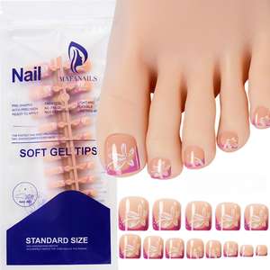 120 Uds. Prensa <span class=keywords><strong>de</strong></span> girasol francés Rosa desnudo en las <span class=keywords><strong>uñas</strong></span> <span class=keywords><strong>de</strong></span> los <span class=keywords><strong>pies</strong></span> cubierta completa <span class=keywords><strong>uñas</strong></span> postizas cuadradas cortas <span class=keywords><strong>flor</strong></span> uña postiza <span class=keywords><strong>para</strong></span> mujeres niñas - Product Image 3