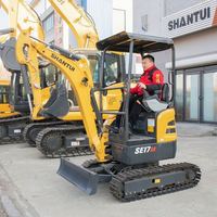 Miniexcavadora Shantui SE17SR de 1.7 Toneladas con Cola Corta, Orugas Retráctiles y Motor Kubota, Máquina Compacta Lista para Usar