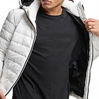 Veste matelassée à capuche blanche pour homme, coupe-vent, hiver, rembourrage en polyester, OEM, vente en gros, logo personnalisé