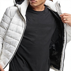 Chaqueta Acolchada Blanca con Capucha para Hombre, Cortavientos, de Invierno, con Relleno de Poliéster, OEM, Venta al Por Mayor, Logotipo Personalizado - Product Image 1