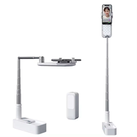 Support de téléphone flexible en métal réglable pour bureau, vente en gros d'usine, support de téléphone pliable rotatif à 360 degrés avec lumière pour diffusion en direct
