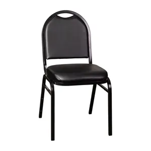 Fournisseur chinois de luxe confortable noir en acier inoxydable PU hôtel Hall extérieur chaises de banquet