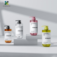 Bouteilles de shampooing et revitalisant à épaule plate de 500ml personnalisées Bouteilles de lotion PET en plastique transparent givré blanc avec pompe