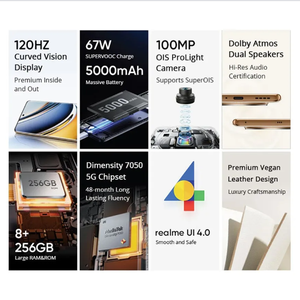 Version globale <span class=keywords><strong>Realme</strong></span> 11 Pro 100MP SuperOIS Caméra 6.7 ''120Hz Vision incurvée Écran OLED 67W <span class=keywords><strong>SuperDart</strong></span> Charge avec 5000mAh NFC - Product Image 2