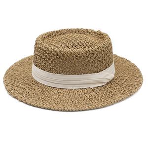 Chapeau de soleil d'été unisexe réglable pour l'extérieur, style vintage décontracté, en paille de papier, avec dessus incurvé, bord plat en fourrure et design ajouré, type Jazz - Product Image 2