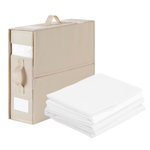Foldable Oxford Cloth Bed Sheet Storage Box Beige Stackable Fabric Organizer Queen King Size Wardrobe <b>Bedding</b> <b>Set</b> Storage - Product Image 1