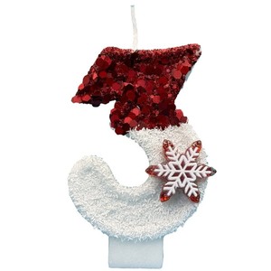 Velas de Cumpleaños Digitales Creativas con Diseño de Copos de Nieve Rojos y Blancos, Cera para Decoración de Pasteles, Caja de Regalo para Celebración de Cumpleaños - Product Image 5