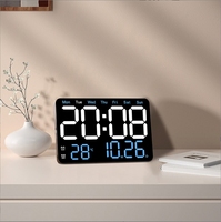 Jam Digital dekorasi rumah kantor, layar LED cermin kecerahan dapat disesuaikan Timer Alarm LED Jam dinding Digital