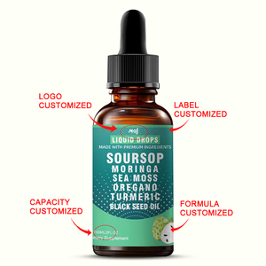 OEM, частная марка, экстракт Soursop, жидкие капли 10 в 1 с морским мхом, куркумой, маслом из черных семян и орегано, каплями Soursop Graviola - Product Image 3