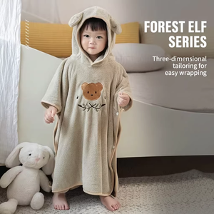 Peignoir <span class=keywords><strong>de</strong></span> <span class=keywords><strong>bain</strong></span> à capuche pour <span class=keywords><strong>bébé</strong></span>, en polaire corail douce, séchage rapide, serviette <span class=keywords><strong>de</strong></span> <span class=keywords><strong>bain</strong></span> enfant, motif animal mignon, couverture chaude, <span class=keywords><strong>cape</strong></span> <span class=keywords><strong>de</strong></span> sommeil - Product Image 3