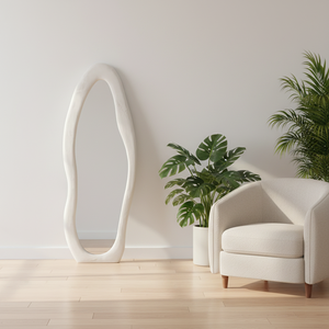Luxury Modern Wood <strong>Rectangle</strong> Ivory <strong>White</strong> 60 X 160 cm Full Length Velvet Wall <strong>Mirror</strong> - Product Image 4