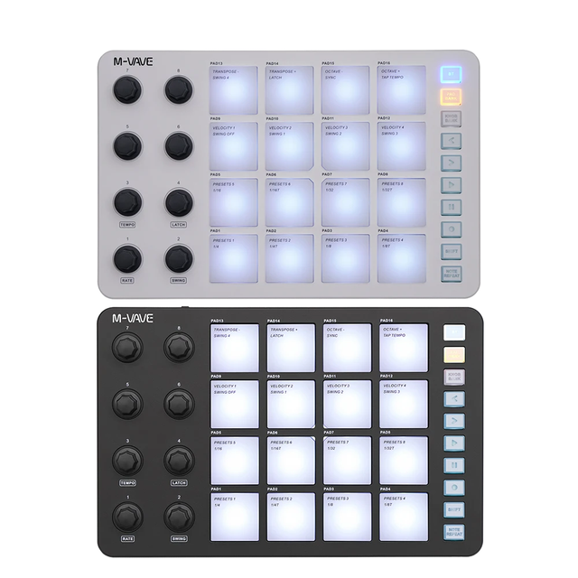 M-VAVE SMC-PAD Launch Pad Portable USB-C Interface Small Wireless MIDI Controller Consumer Electronics Percussion Keyboard