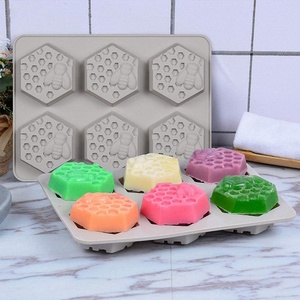Factory Hot Quality Custom 3d Bee Honeycomb square Rectangular Cake <b>Soap</b> <b>Moulds</b> Handmade Silicone <b>Soap</b> Mold with logo - Product Image 3
