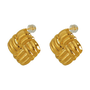 French Style Knot <b>Stud</b> <b>Earrings</b> Gold Stainless Steel Geometric Party Fashion Jewelry EH39 - Product Image 5
