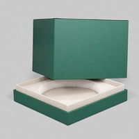 Grande boîte en bois en cuir verte de luxe personnalisée Médailles de pierres précieuses Plaques Trophées sportifs de pierre Boîtes d'emballage de luxe Boîte d'affichage de pièces de monnaie