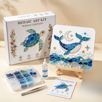Kit d'art en mosaïque de verre, ensemble de carreaux de verre à créer soi-même avec chevalet en bois, décoration de table, cadeau pour enfants et adultes