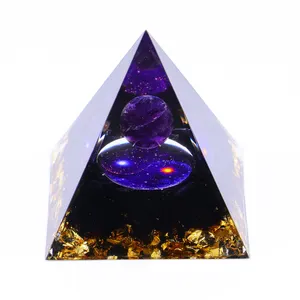 Handmade Orgone Pyramid Positive Energy For Success Colorful Crystals Chakra Orgonite Pyramid